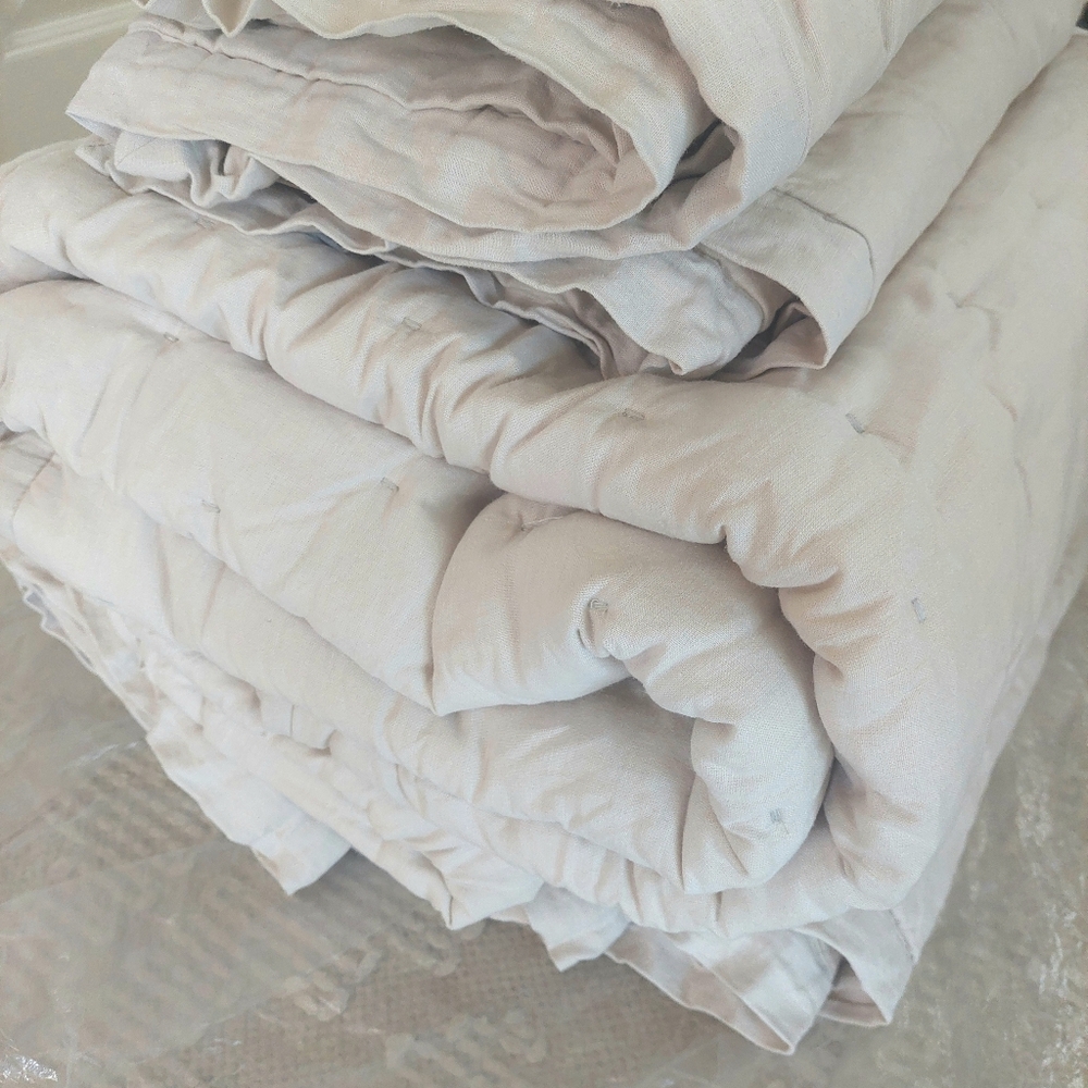 Quince Linen Sand Dream Quilt & 2 Sham Set ! Sz. King/ Cal King! (690) - Picture 8 of 15